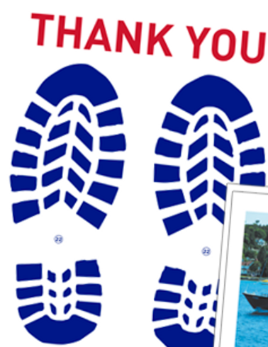 AMS Thank You Boot Print Paper Floor Mats Box